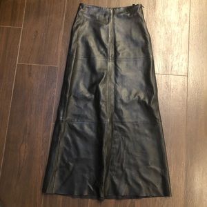 BCBG Long Real Leather Aline Skirt Size 2